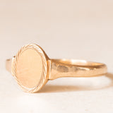 Anello da sigillo vintage in oro giallo 9K, anno 1956