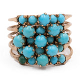 Anello vintage harem con 5 anelli in oro giallo 14k con turchesi