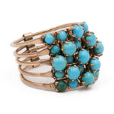 Anello vintage harem con 5 anelli in oro giallo 14k con turchesi