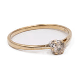 Anello vintage solitario in oro giallo 9k con diamante brown di 0,25ct