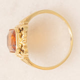 Anello da cocktail vintage in oro giallo 14K con quarzo citrino (1.80ct ca.), anni ‘40
