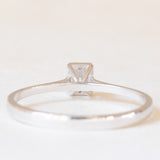 Anello moderno in oro bianco 14K con diamanti di taglio brillante e di taglio baguette (0.15ctw ca.)