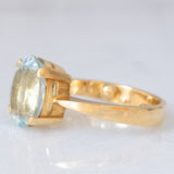 Anello da cocktail vintage in oro giallo 18K con acquamarina (3.50ct ca.), anni ‘60