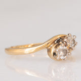 Toi et Moi vintage in oro giallo 9K con diamanti di taglio brillante (0.28ctw ca.), anni ‘80