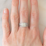 Anello a fascia vintage in platino con diamanti per un totale di 1.25ct (centrale di taglio princess 0.78ct), anni ‘80