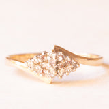 Anello vintage in oro giallo e bianco 9K con diamanti (0.08ctw ca.), anno 1993