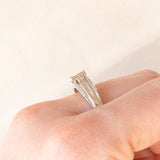 Anello vintage a fascia in oro bianco 9K con diamanti (0.40ctw ca.)