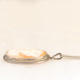 Collana antica con catenina in argento e con ciondolo in argento con cammeo, primi del ‘900