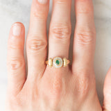 Anello doppio girevole in oro giallo 14K con rubino (0.20ct ca.)/smeraldo (0.14ct ca.) e diamanti, anni ‘80