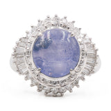 ANELLO BALLERINA IN PLATINO CON ZAFFIRO STELLATO (6.95CT) E DIAMANTI (0.82CT)
