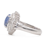 ANELLO BALLERINA IN PLATINO CON ZAFFIRO STELLATO (6.95CT) E DIAMANTI (0.82CT)