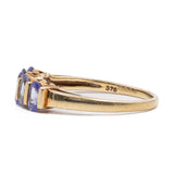 Anello vintage in oro giallo 9k con tanzaniti (1.20ctw)
