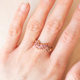 Anello vintage in oro giallo 9K con tormaline rosa (0.40ctw ca.), anni ‘70