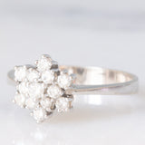 Anello a fiocco di neve in oro bianco 14K con diamanti di taglio brillante (0.55ctw ca.), anni ‘70/‘80
