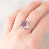 Anello da cocktail vintage in platino con ametrina (7.55ct) e diamanti (0.33ctw), anni ‘80/‘90