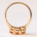 Anello trilogy moderno in oro giallo 9K con topazi arancioni trattati, anno 2006