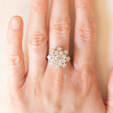 Anello a fiocco di neve vintage in oro bianco 18K con diamanti di taglio brillante (2ctw ca.), anni ‘60/‘70