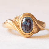 Anello vintage in oro giallo 9K con alessandrite sintetica, anni ‘80/‘90
