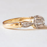 Anello antico francese in oro giallo e bianco 18K con diamanti (centrale di taglio brillante e di 0.28ct ca.), anni ‘30/‘40