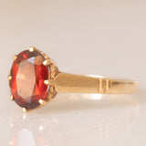 Solitario antico in oro giallo 9K con granato (1.20ct ca.), anni ‘20/‘30