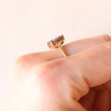 Toi et Moi vintage in oro giallo e bianco 9K con ametiste (0.80ctw ca.) e diamanti (0.06ctw ca.), anno 2000