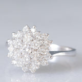 Anello a fiocco di neve in oro bianco 14K con diamanti di taglio brillante (1ctw ca.), anni ‘70/‘80