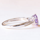Anello vintage in oro bianco 9K con ametista (1.50ct ca.) e diamanti (0.04ctw ca.)