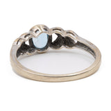 Anello vintage in oro bianco 9k con topazio e diamanti