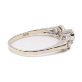 Anello vintage in oro bianco 14k con rubino e diamanti