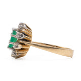 Anello vintage in oro giallo 14k con smeraldo (0,50ct) e diamanti (0,08ctw)