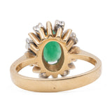 Anello vintage in oro giallo 14k con smeraldo (0,50ct) e diamanti (0,08ctw)