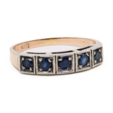 Anello vintage in oro 12k e argento con zaffiri (0,40ctw)