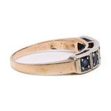 Anello vintage in oro 12k e argento con zaffiri (0,40ctw)
