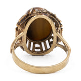 Anello vintage da cocktail in oro giallo 8k con occhio di tigre