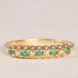 Veretta vintage in oro giallo 9K con smeraldi (0.15ct ca.) e diamanti (0.04ctw ca.), anno 1987