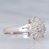 Anello a fiocco di neve in platino con diamanti di taglio brillante (0.50ctw), anni ‘70/‘80