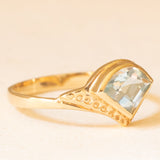 Anello vintage in oro giallo 9K con topazio azzurro, anno 1988