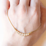 Collier moderno in oro giallo 8K e pietre bianche imitazioni di diamanti, anni ‘90