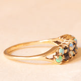 Anello vintage in oro giallo 8K con zaffiri (0.16ctw ca.) e opali (0.08ctw ca.), anni ‘60/‘70