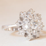 Anello a fiocco di neve vintage in oro bianco 18K con diamanti di taglio brillante (2ctw ca.), anni ‘60/‘70