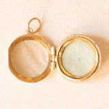Ciondolo portafoto rotondo vintage con lamina in oro giallo 9K su metallo, anni ‘50/‘60