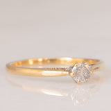 Solitario vintage in oro giallo 9K con diamante salt and pepper di taglio brillante (0.25ct ca.)