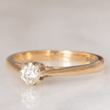 Solitario vintage in oro giallo 9K con diamante di taglio brillante (0.20ct ca.), anni ‘80/‘90