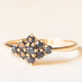 Anello vintage in oro giallo 9K con zaffiri (0.45ctw ca.), anno 1982