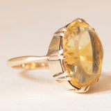 Anello Art Déco da cocktail in oro giallo 9K con quarzo citrino (7.20ct ca.), anni ‘30