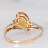 Solitario in oro giallo 9K con quarzo citrino di taglio a cuore (2.18ct ca.) e diamanti