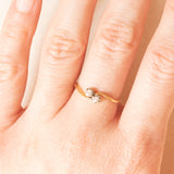 Toi et Moi vintage in oro giallo e bianco 18K con diamanti di taglio vecchia Europa (0.06ctw ca.), anni ‘60