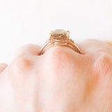 Anello da cocktail vintage in oro giallo 9K con quarzo citrino (4.20ct ca.) e diamanti