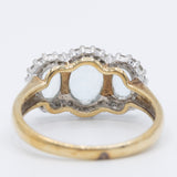 Anello vintage in oro giallo 9K con acquamarine (1.70ctw ca.) e diamanti (0.20ctw ca.), anno 2005