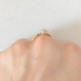Anello a fiore vintage in oro giallo e bianco 9K con diamanti (0.15ctw ca.)